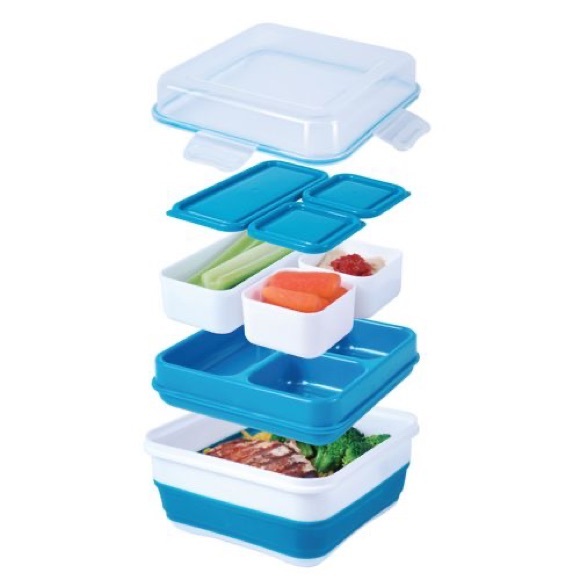 2-Pack Cool Gear Ez-Freeze Collapsible Bento Box Lunch Box Salad Container - Picture 7 of 7